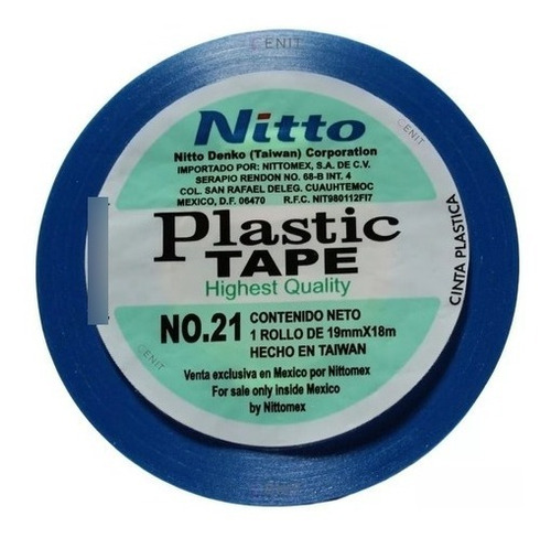 [NITTO-CINTA-AZUL-19X18] cinta Nitto De Aislar Azul N. 21 19mm X 18 Mts
