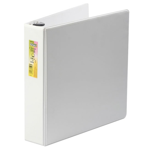 [AZO-CAR-9201BL] Carpeta panorámica con cristal Kinera, tamaño carta de 2" herraje "O" color blanco