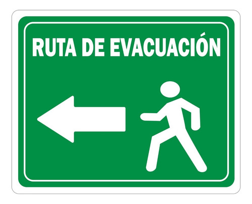 [SEÑAL-RUTAEV-IZQ] Señalamiento Letrero Ruta De Evacuación Izquierda 25X20 Cm