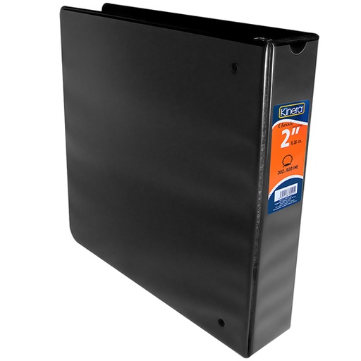 [AZO-CAR-9201NE] Carpeta panorámica con cristal Kinera tamaño carta de 2" herraje "O" color negro