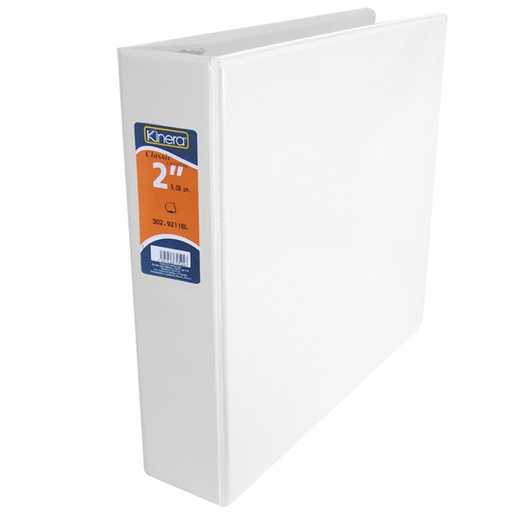 [AZO-CAR-9211BL] Carpeta Panorámica Con Cristal Kinera, Tamaño Carta De 2" Herraje "D" Color Blanco