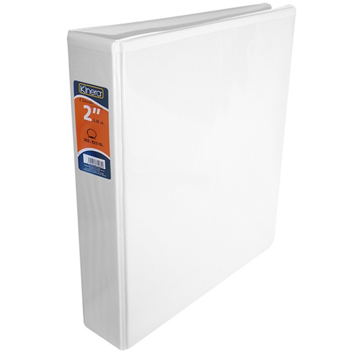 [AZO-CAR-9221BL] Carpeta panorámica con cristal Kinera, tamaño oficio de 2" herraje "O" color blanco