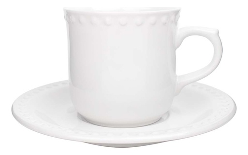 [CAF-TAZPLA-250ML] Juego 4 Tazas Y Platos Cerámica Mauve Santa Anita 250 Ml Color Blanco