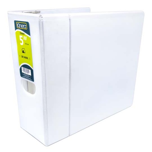 [AZO-CAR-9400BL] Carpeta Panorámica Con Cristal Kinera, Tamaño Carta De 5" Herraje "D" Color Blanco