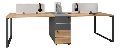 [MOB-EST-4MELA] Escritorio Estacion Trabajo Para Oficina 4 Personas Melamina