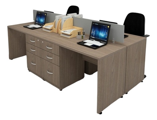 [MOB-EST-4CAJ] Escritorio Para 4 Personas 240x100x75 Con Cajonera