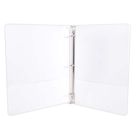 [AZO-CAR-9501BL] Carpeta panorámica con cristal Kinera, tamaño carta de 1/2" herraje "O" color blanco