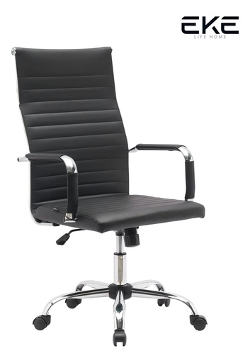 [MOB-SILLA-YX9005] Silla de escritorio Eke Life Home YX-9005 ergonómica negra con tapizado de cuero sintético y mesh y tela