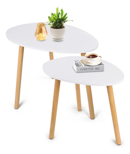 [MOB-MESA-2BCO] Mesa De Centro Minimalista De Madera Mesa Lateral