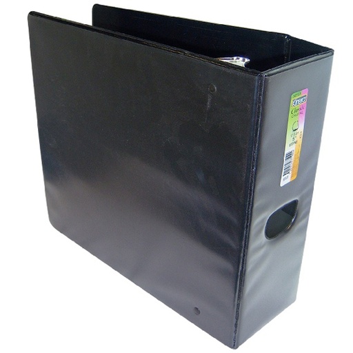 [AZO-CAR-9701NE] Carpeta panorámica con cristal Kinera, tamaño carta de 5" herraje "D" color negro