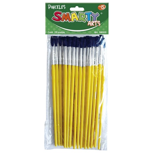 [BOL-PINCEL-25] Pincel Escolar de Plástico Número 5 Bolsa con 25 Piezas