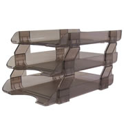 [AZO-CHA-2536HU] Charola Vertical Sablón Tamaño Carta Tres Niveles Color Humo