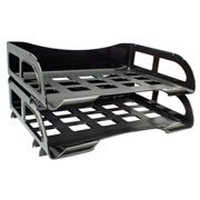 [AZO-CHA-2825NE] Charola Lateral Sablón Tamaño Oficio Dos niveles color negro