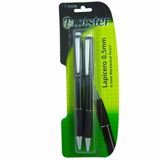 [AZO-LAP-64023] Lapicero Hb Azor Twister 0.5 Mm Color Negro Blister Con 2 Piezas