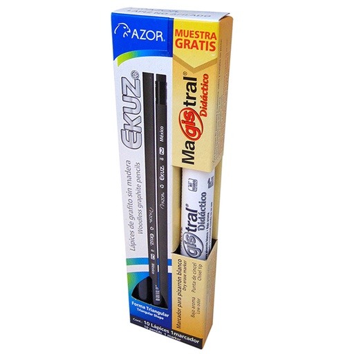 [AZO-LAP-EKUZPM] Lápiz Triangular 2Hb Azor Ekuz No. 2 Caja Con 10 Piezas