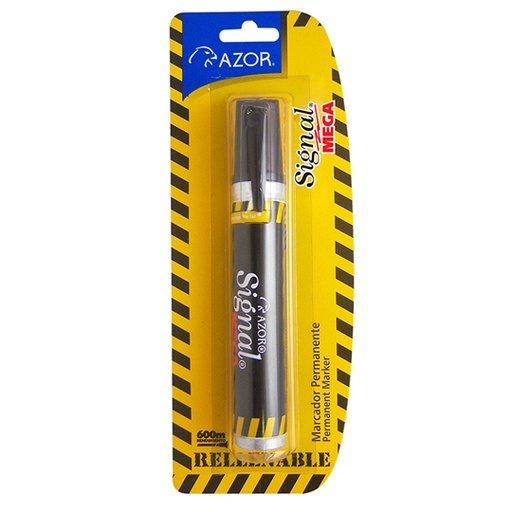 [AZO-MAR-1510NE] Marcador Permanente Signal Mega Punta Cincel 6 Mm Color Negro Blíster