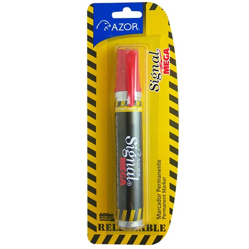 [AZO-MAR-1510RO] Marcador Permanente Signal Mega Punta Cincel 6 Mm Color Rojo Blíster 