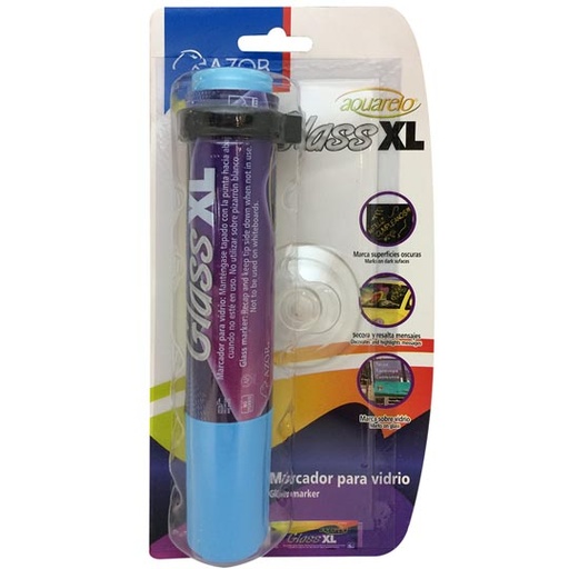 [AZO-MAR-22125AZ] Marcador Para Vidrio Aquarelo Glass Xl Punta Cincel 16 Mm Color Azul Blíster