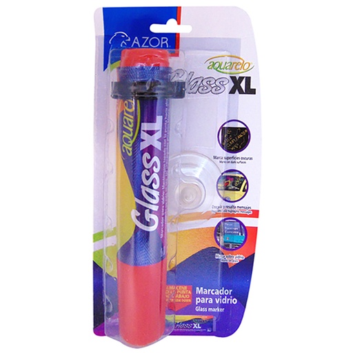 [AZO-MAR-22125RO] Marcador Para Vidrio Aquarelo Glass Xl Punta Cincel 16 Mm Color Rojo Blíster