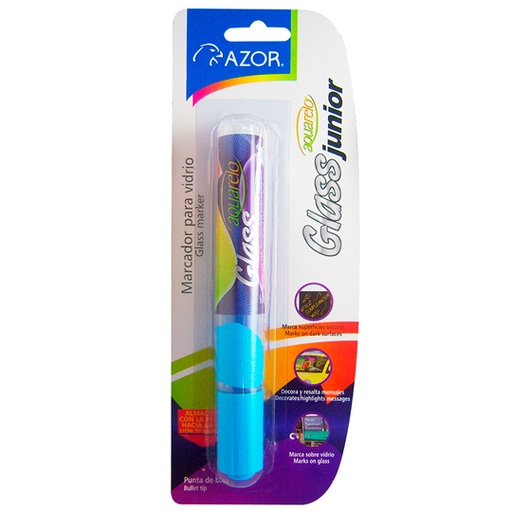 [AZO-MAR-22126AZ] Marcador Para Vidrio Aquarelo Glass Jr. Punta Bala 4 Mm Color Azul Blíster 