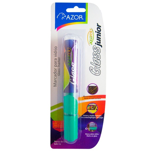 [AZO-MAR-22126VE] Marcador Para Vidrio Aquarelo Glass Jr. Punta Bala 4 Mm Color Verde