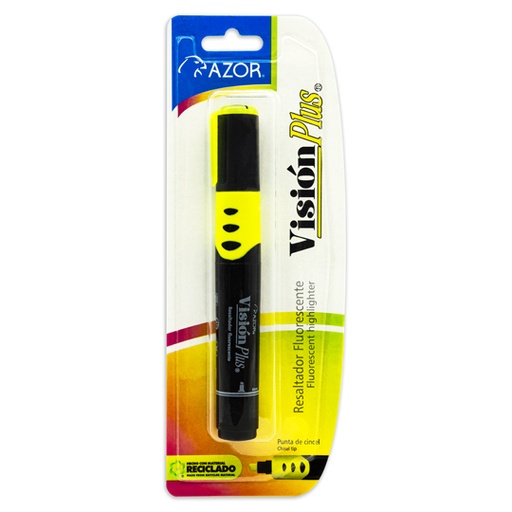 [AZO-MAR-2610AM] Resaltador De Texto Vision Plus Punta Cincel 6Mm Color Amarillo