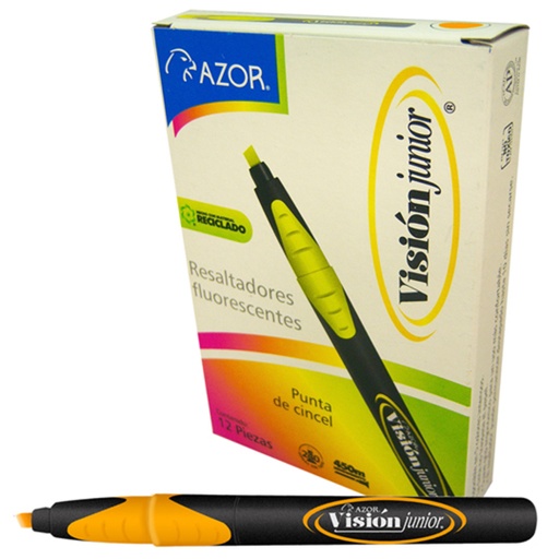 [AZO-MAR-2800NA] Resaltador De Texto Vision Jr. Punta Cincel 4Mm Color Naranja Caja Con 12 Pzas 