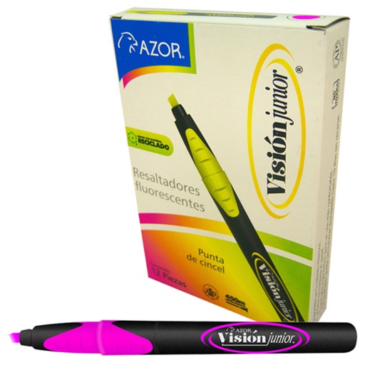 [AZO-MAR-2800RS] Resaltador De Texto Vision Jr. Punta Cincel 4Mm Color Rosa Caja Con 12 Pzas