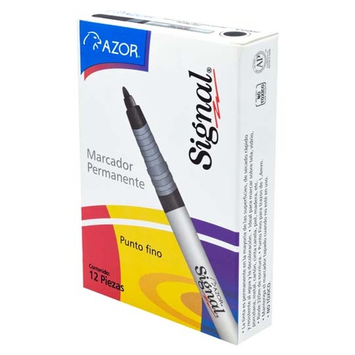 [AZO-MAR-3000112] Marcador Permanente Fino Signal Punta Bala 1.5 Mm Color Negro Caja Con 12 Pzas 