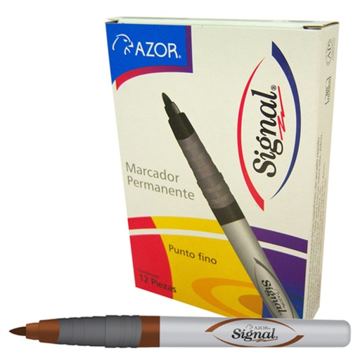 [AZO-MAR-3000712] Marcador Permanente Fino Signal Punta 1.5 Mm Color Café Caja Con 12 Pzas 