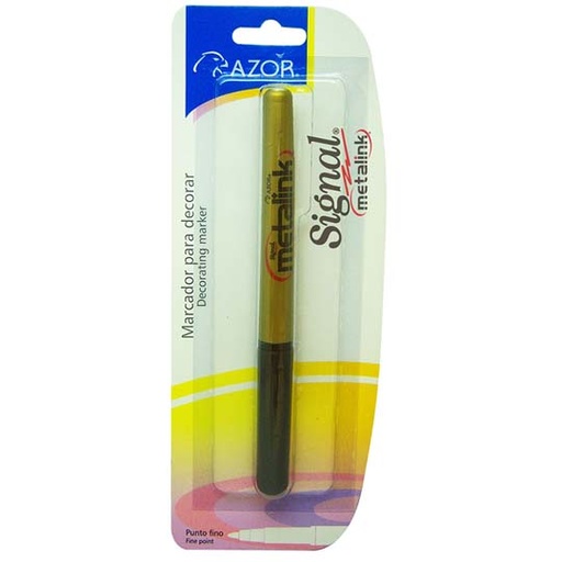 [AZO-MAR-30109] Marcador Permanente Fino Signal Metalink Punta Bala 1.3 Mm Color Dorado Blister 