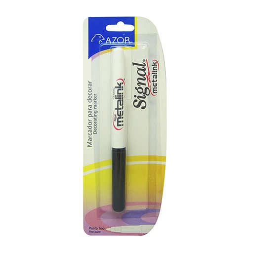 [AZO-MAR-30111] Marcador Permanente Fino Signal Metalink Punta Bala 1.3 Mm Color Blanco Blíster
