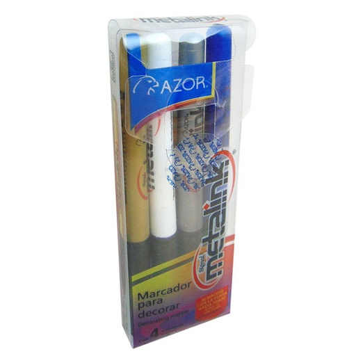 [AZO-MAR-30174] Marcador Permanente Fino Signal Metalink Punta Bala 1.3 Mm Colores Surtidos 4 Pzas 