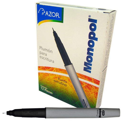 [AZO-MAR-3801NEC] Plumón Extra Fino Monopol 0.2 Mm Color Negro Caja Con 12 Piezas