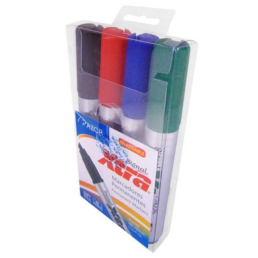 [AZO-MAR-4004] Marcador Permanente Signal Xtra Punta Cincel 6 Mm Colores Surtidos 4 Pzas 