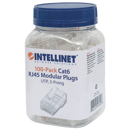 [IC-CO-503006] Plug Intellinet Rj45 Cat 6 Utp Solid, Bote Con 100 Piezas