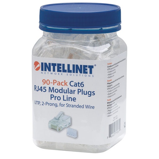 [IC-CO-790611] Plug Intellinet Rj45 Cat 6 Utp Multifilar Bote Con 90 Piezas