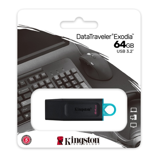 [ME-KIN-DTX64GB] Memoria Usb, 64Gb, 3.2 Gen 1, Negro/Azul