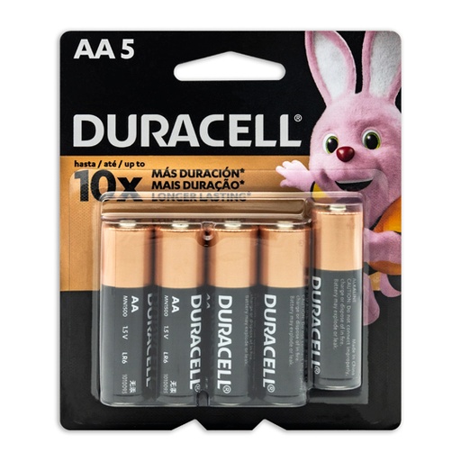 [DUR-PIL-AA] Pila Alcalina Duracell Aa Blíster 4 + 1 Piezas