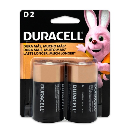 [DUR-PIL-D] Pila Alcalina Duracell D Blíster Con 2 Piezas