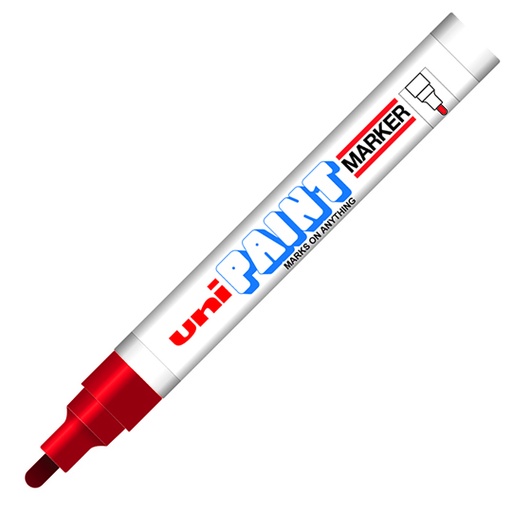 [AZO-MAR-PX20ROC] Marcador Permanente Unipaint Punta Bala Color Rojo Caja Con 12 Pzas 