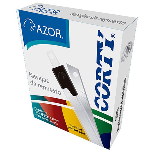 [AZO-NAV-305NC] Navaja Corty 300N Chico 9 Mm Caja Con 10 Estuches Con 10 Navajas Cada Uno 