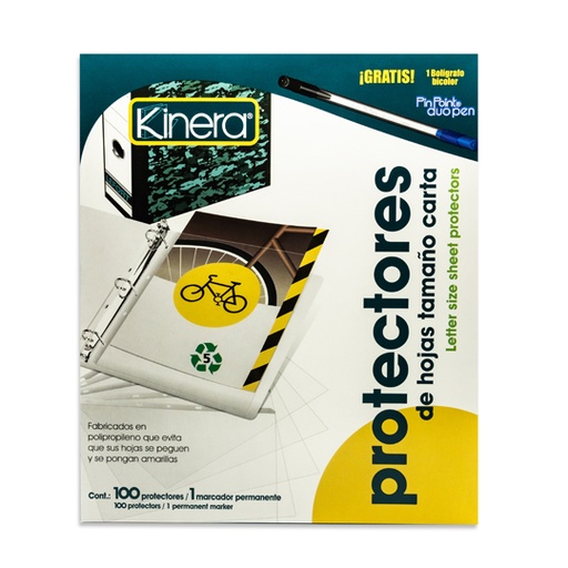 [AZO-PRH-360] Protector De Hojas Traslucidos Kinera 360 Tamaño Carta Caja Con 100 Pzas