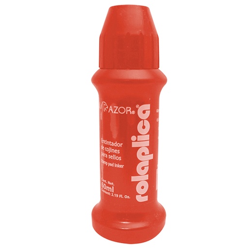 [AZO-TNT-587RO] Tinta Para Sello Rolaplica Azor Color Rojo Sistema Roll-On 60 Ml