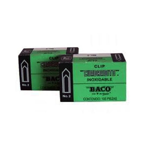 [BAC-CLI-CUADRI2] Clip Baco Cuadrito No. 2 , 1 Caja Con 100 Clips