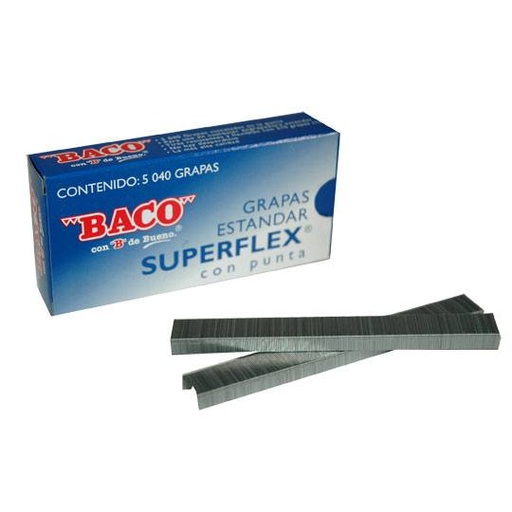[BAC-GRA-G5000] Grapas Estándar Baco Superflex, 1 Caja Con 5040 Grapas