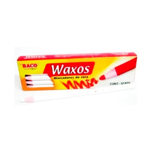 [BAC-MAR-WAXO12B] Marcador De Cera Waxos Baco, Suave, Blanco, 12 Piezas