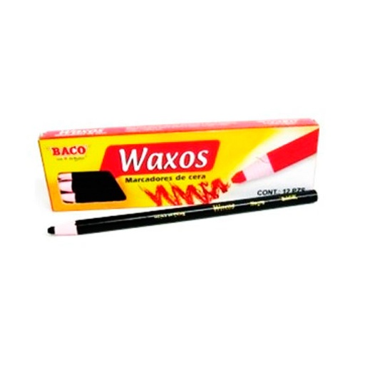 [BAC-MAR-WAXO12N] Marcador De Cera Waxos Baco, Negro, De C