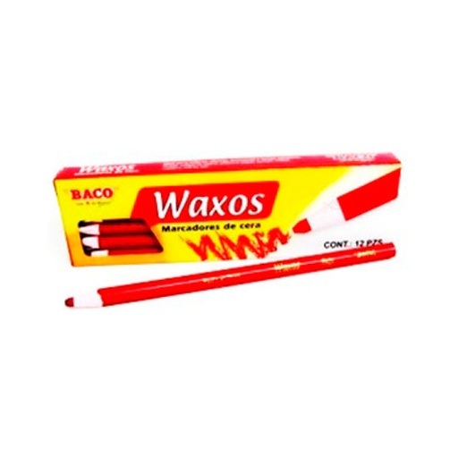 [BAC-MAR-WAXO12R] Marcador De Cera Waxos Baco, Suave, Rojo