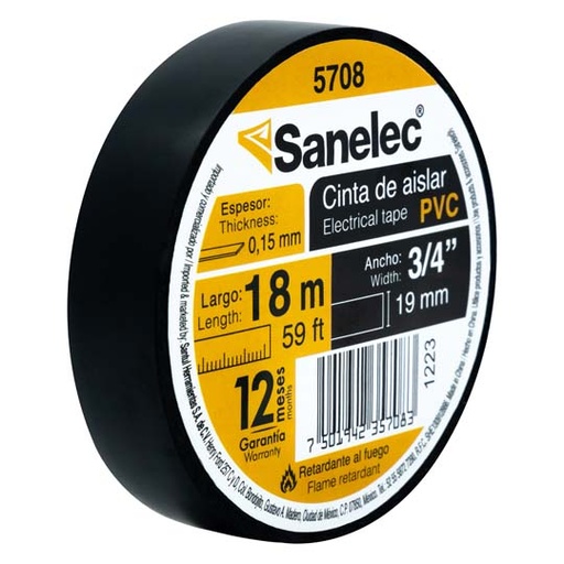 [SAN-CIN-5708] Cinta De Aislar Santul 18M Color Negra